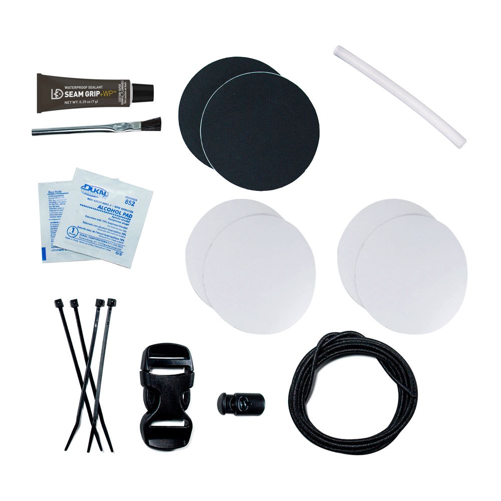 Gear Aid Camp Repair Kit contents out of packaging