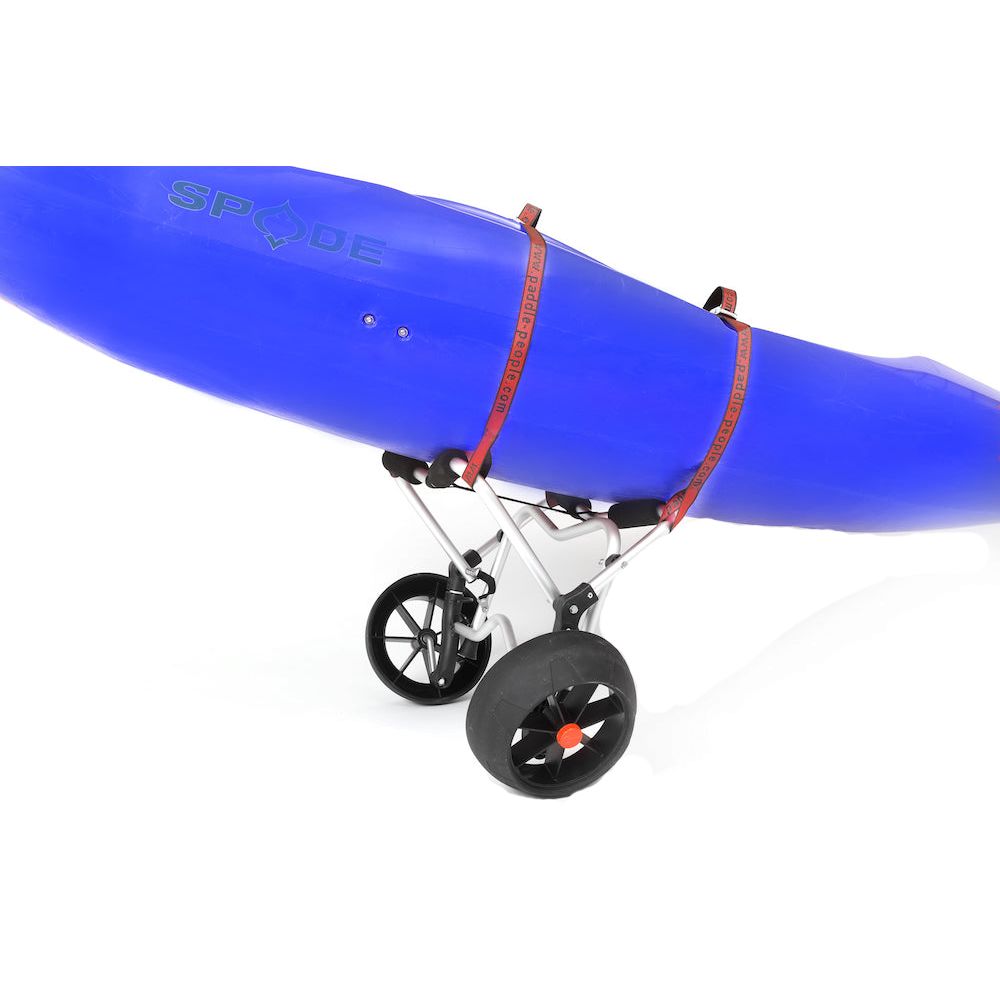 HF Kayak Trolley Strap on trolley with whitewater kayak