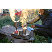 MSR Titan Double Wall Mug with camping pot and stove