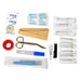 BasicNature Waterproof First aid kit 'Expedition' displaying kit content scissors, thermometer, scalpel, tape, anti-septic wipes