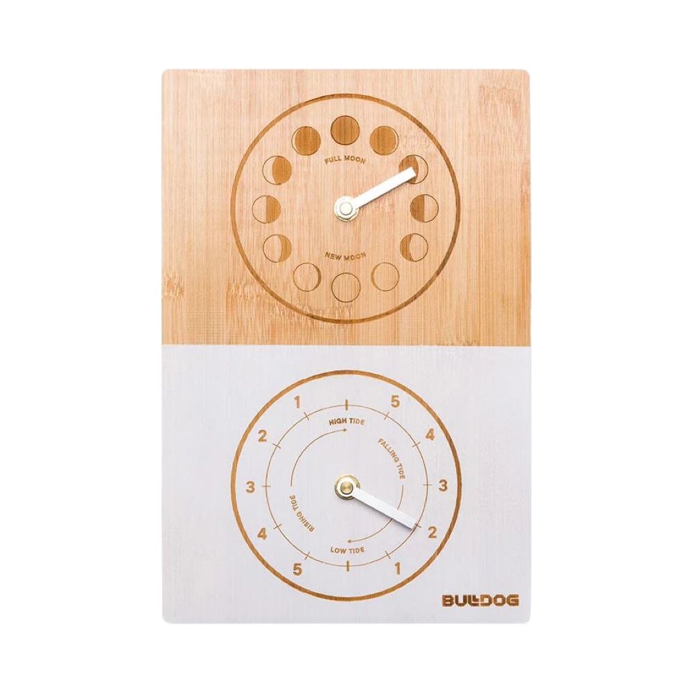 Bulldog Tide Clock Double Dial | Bamboo Tide & Moon Phase Clock for ...