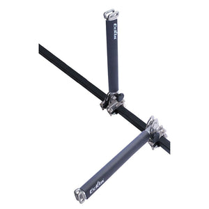 Eckla Folding Upright Kayak Roofrack Transport Bars attached to square roof rack