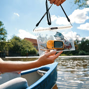 Fidlock Hermetic Dry Bag Multi petrol transparent in use on canoe