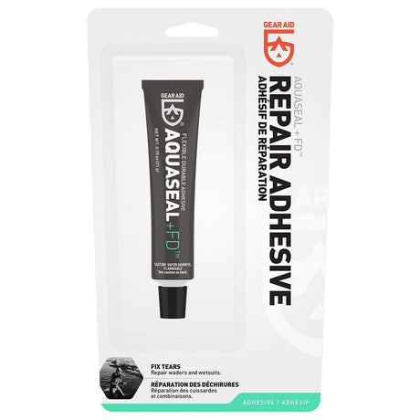 Gear Aid Aquasure +FD Flexible Durable Repair Adhesive in packaging