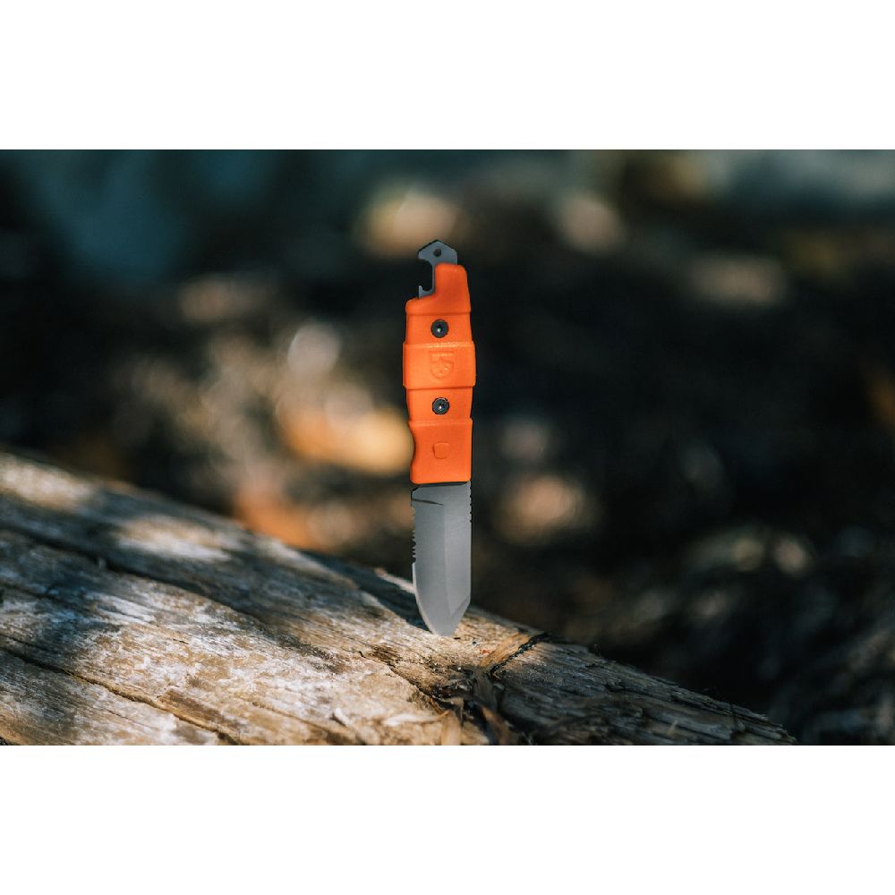 Gear Aid Buri Utility Knife stuck in board