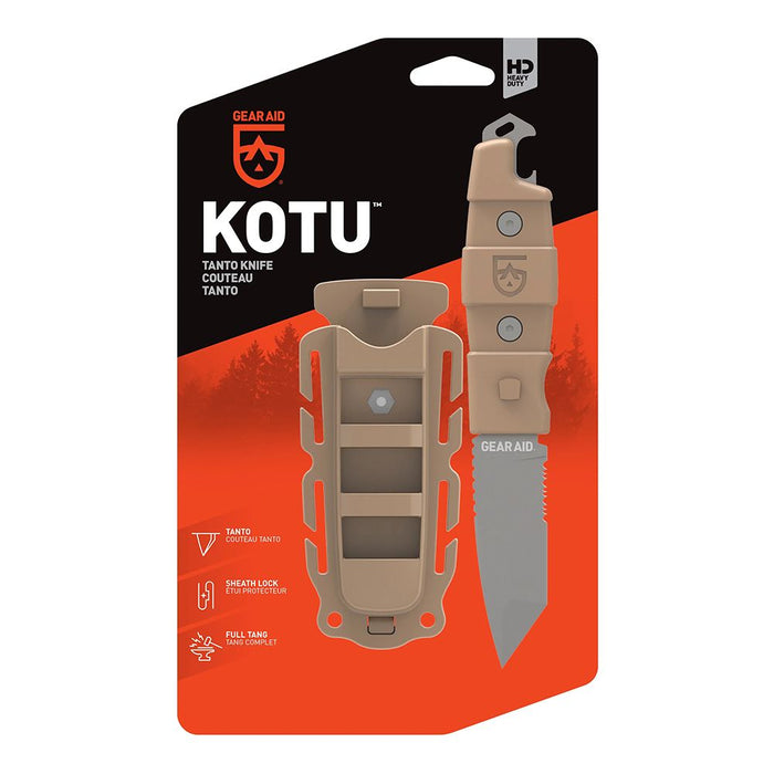 Gear Aid Kotu Tanto Survival Knife coyote in packaging