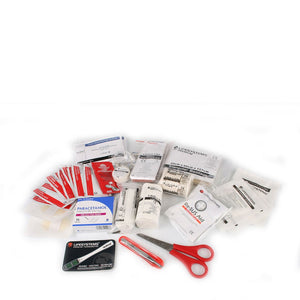 Lifesystems Waterproof First Aid Kit pack contents laid out