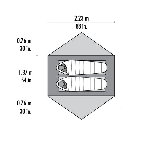 MSR Zoic 2 Backpacking Tent diagram floor space