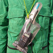 Small Aquapac VHF Classic Case on lanyard around neck